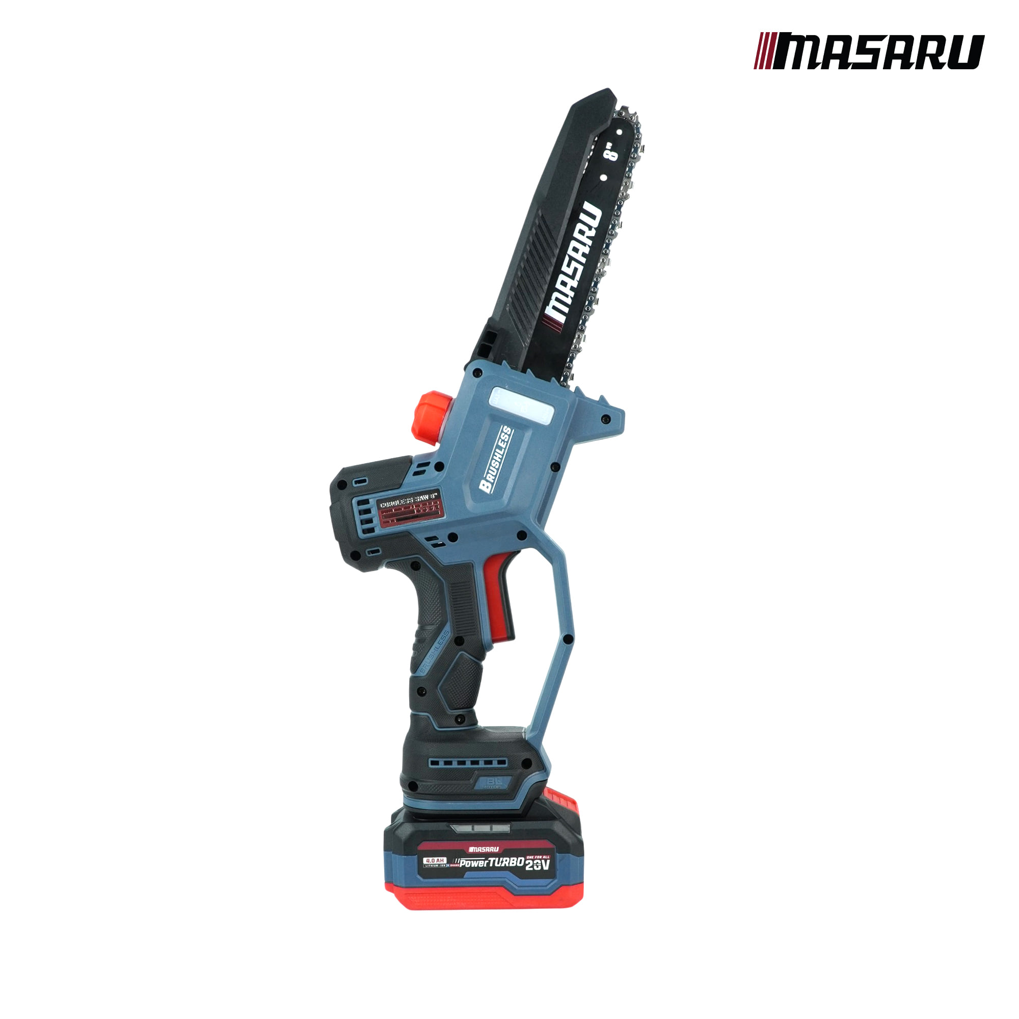 เลื่อยโซ่ไร้สาย (พร้อมแบตเตอรี่และแท่นชาร์จ) MASARU 20V SCS-455 8 นิ้ว_2